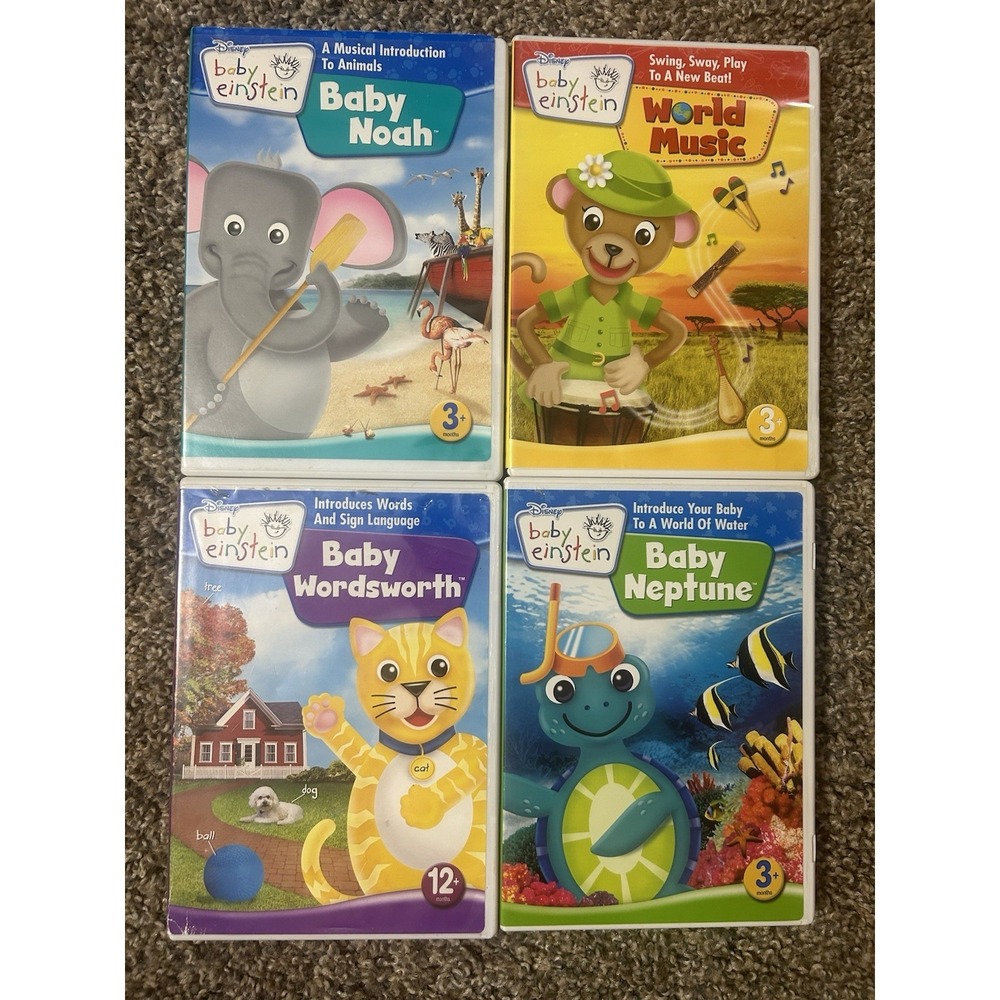 Lot of 4 Baby Einstein DVD Baby Wordsworth Baby Noah Baby Neptune & World Music